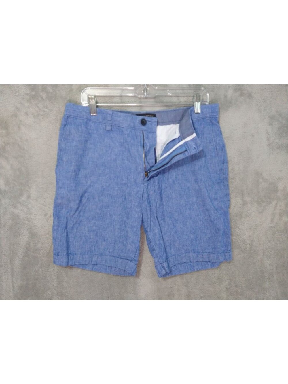 Banana Republic Shorts Mens 32 x 9 Blue Chino Linen Blend Aiden Flat Front